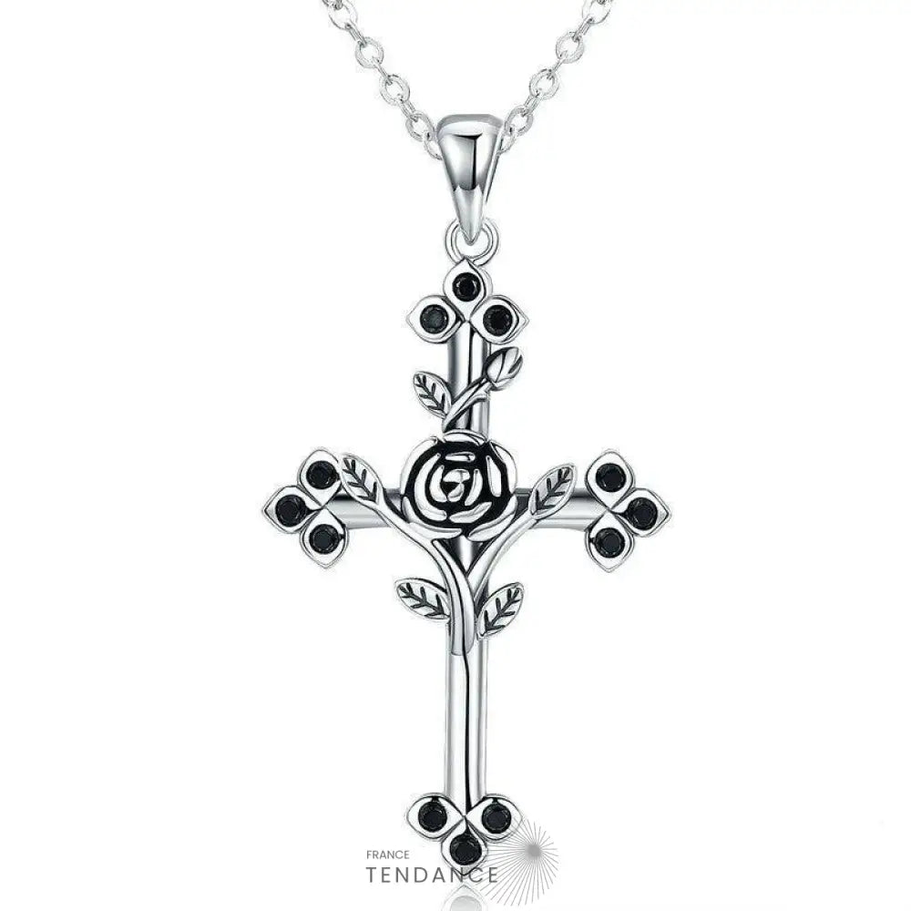 Collier Avec Rose Noir | France-Tendance