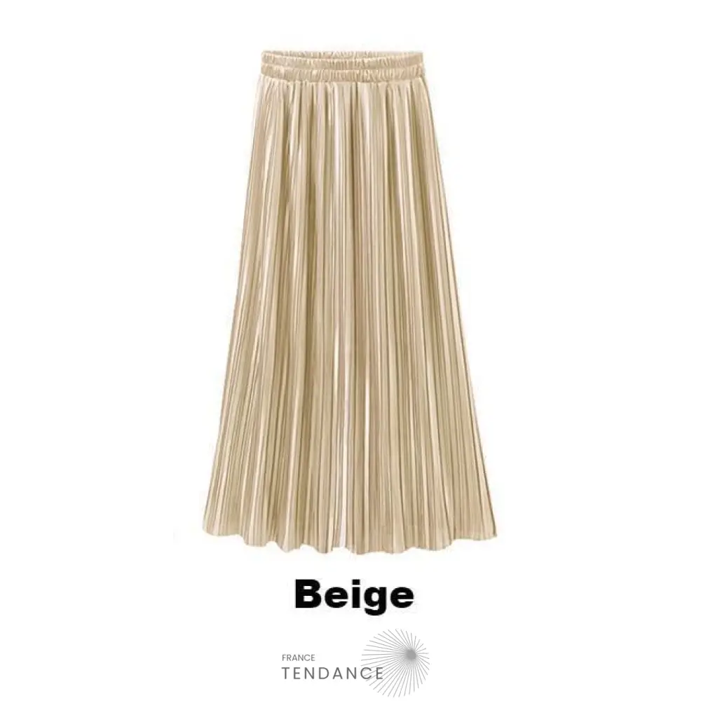 Longue Jupe Plissée Métallique | France-Tendance