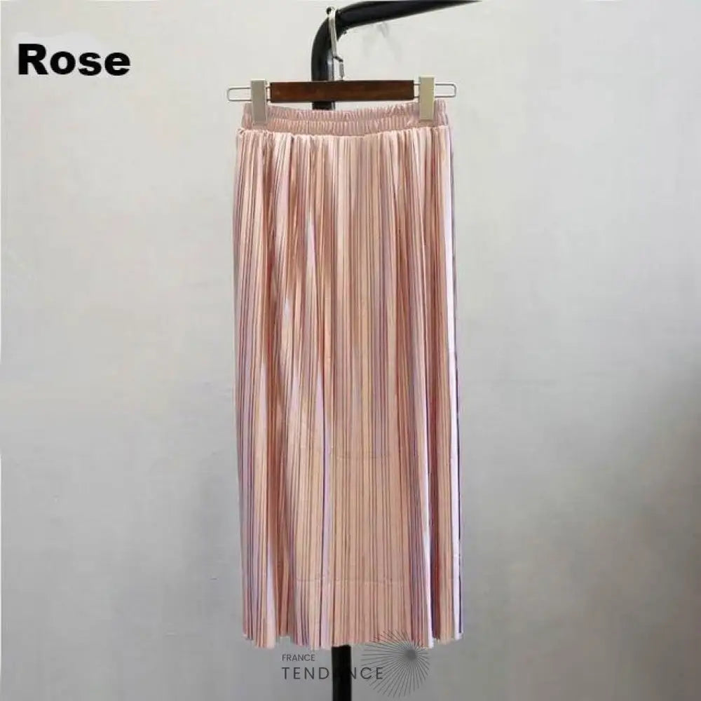Longue Jupe Plissée Métallique | France-Tendance