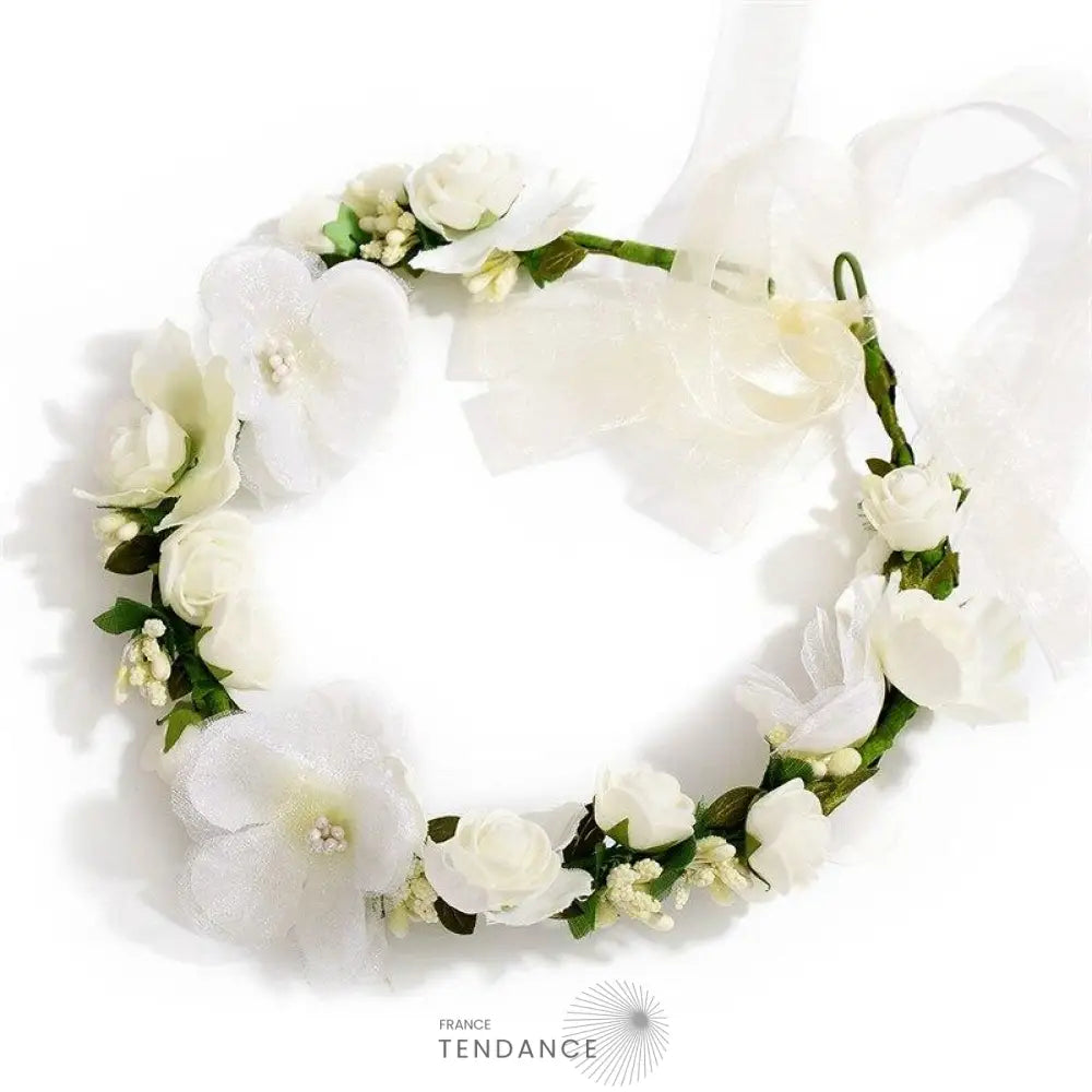 Couronne De Fleurs Blanche Mariage | France-Tendance