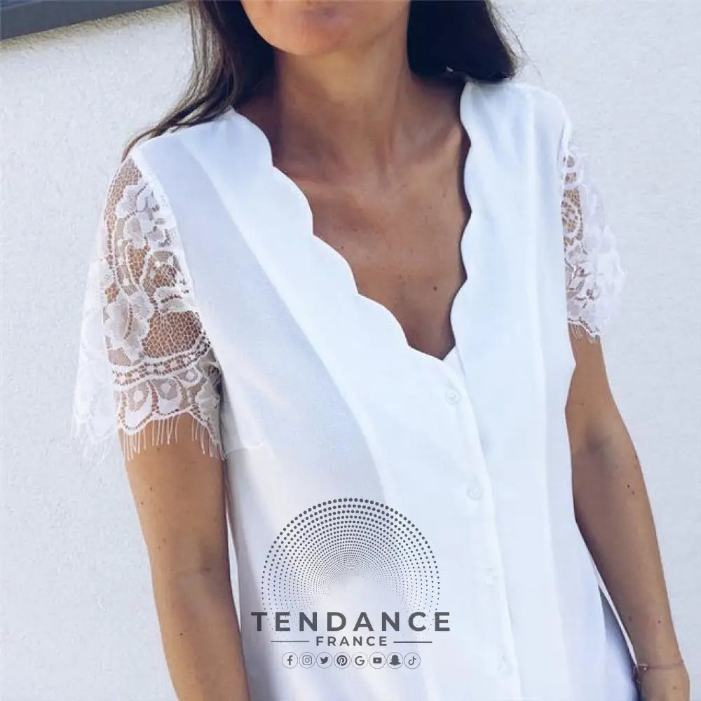 Haut Fluide - Manches En Dentelle | France-Tendance