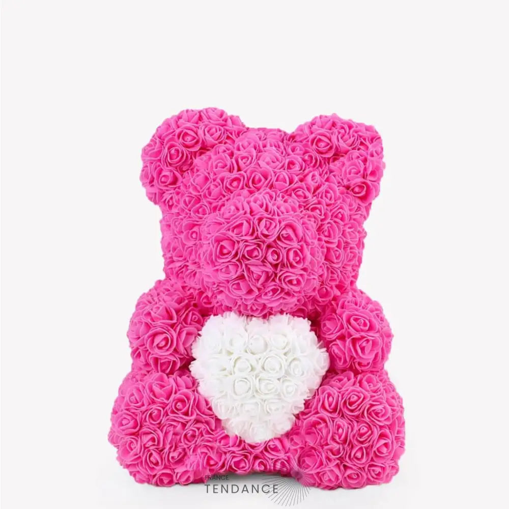 Ours En Roses Avec Coeur Rose (40 Cm) | France-Tendance