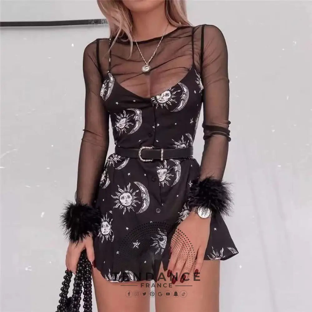 Petite Robe Noire Lune Et Soleil | France-Tendance