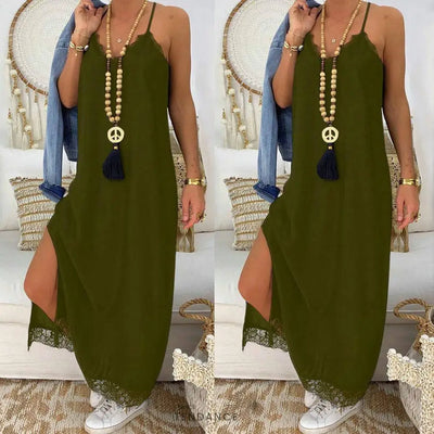 Robe Fendue à Dentelle | France-Tendance
