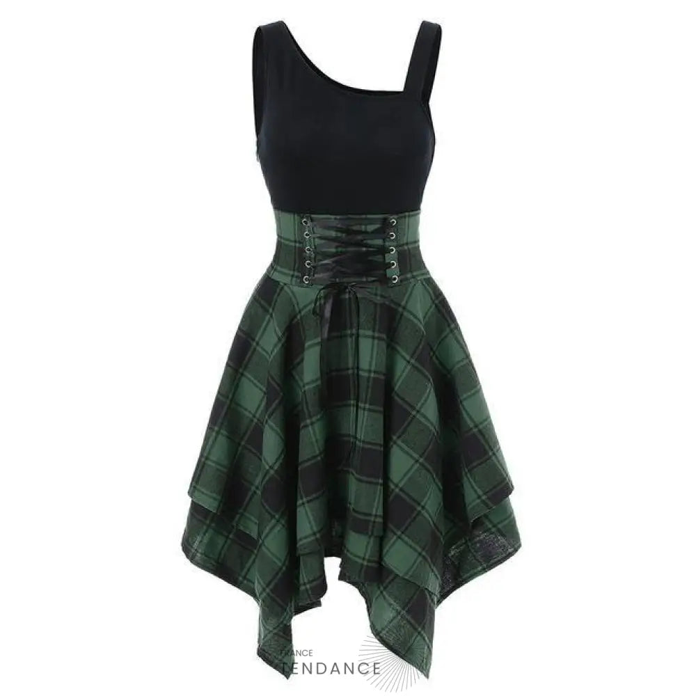 Robe Gothique à Lacets - Longueur Irrégulière |
