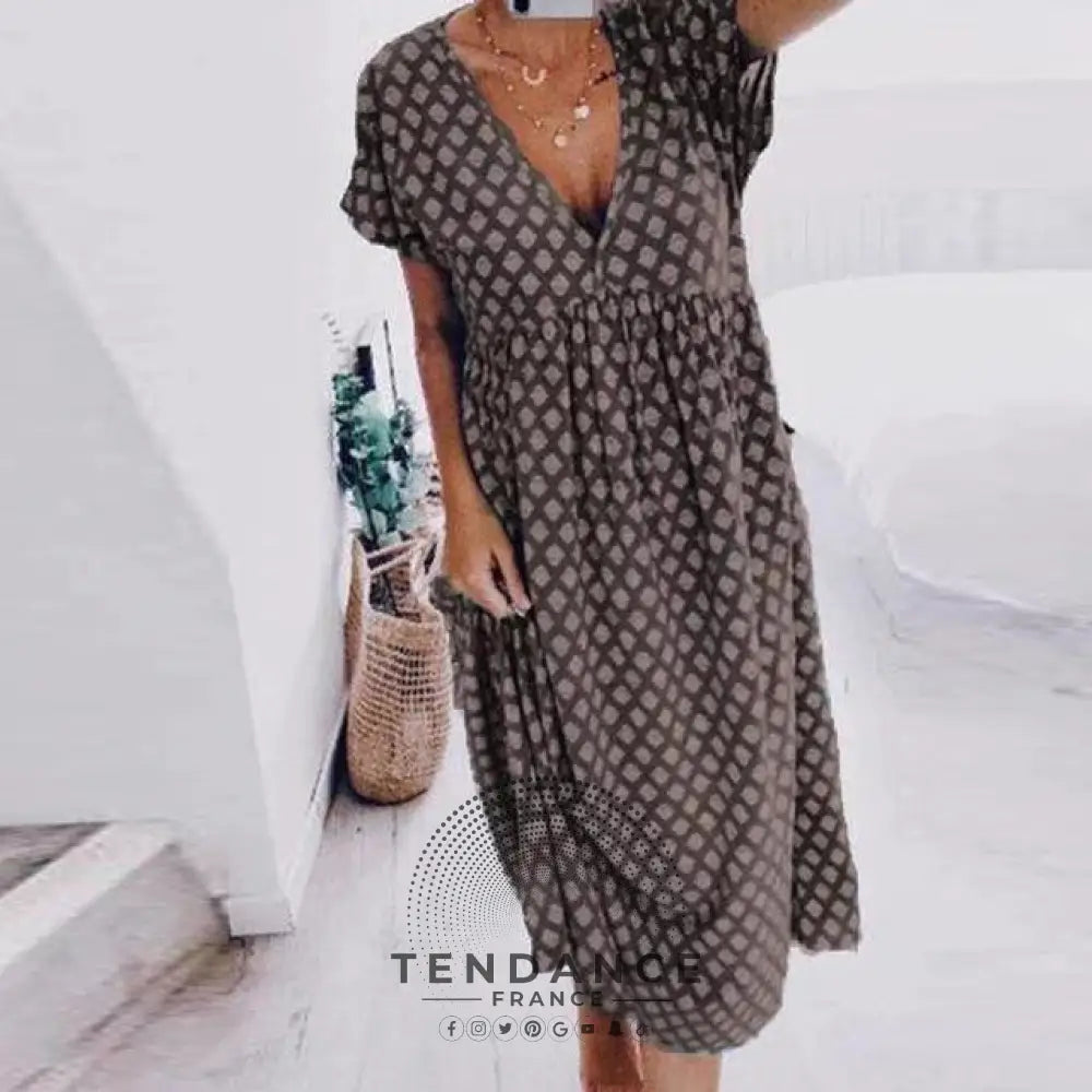 Robe Imprimée Col v | France-Tendance