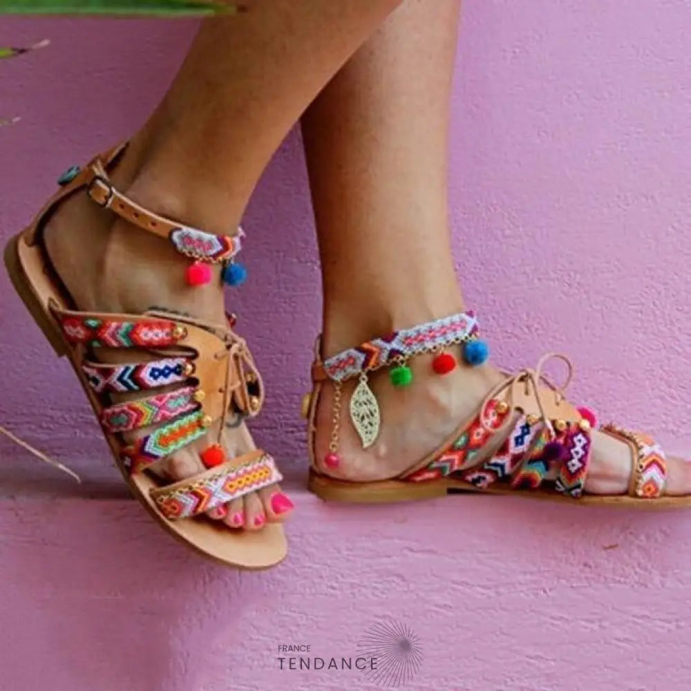 Sandales Brodées Style Bohème | France-Tendance